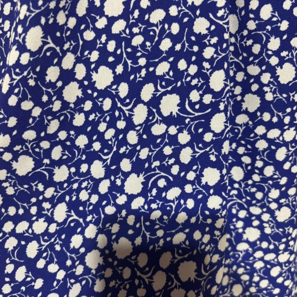 Sienna Sky Blue White Floral Wrap Mini Dress Medium Short Sleeve Button Waist - Picture 2 of 11